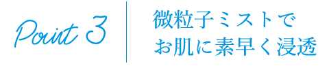 Point3 微粒子ミストでお肌に素早く浸透