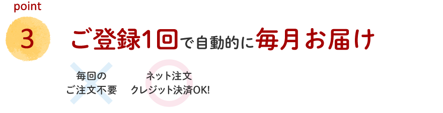 ご登録１回で自動的に毎月お届け